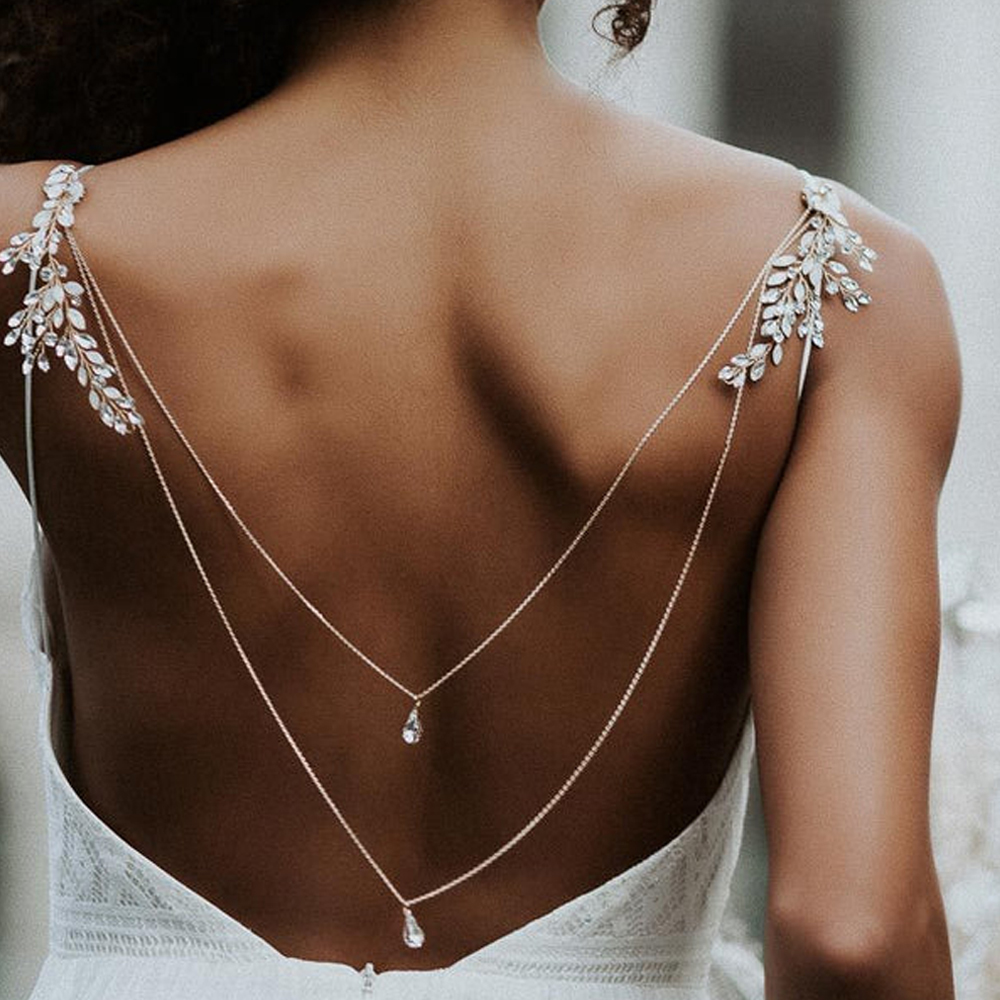 Body Jewelry Rhinestone - Zircon Tassel Pendant Back Chain Necklace