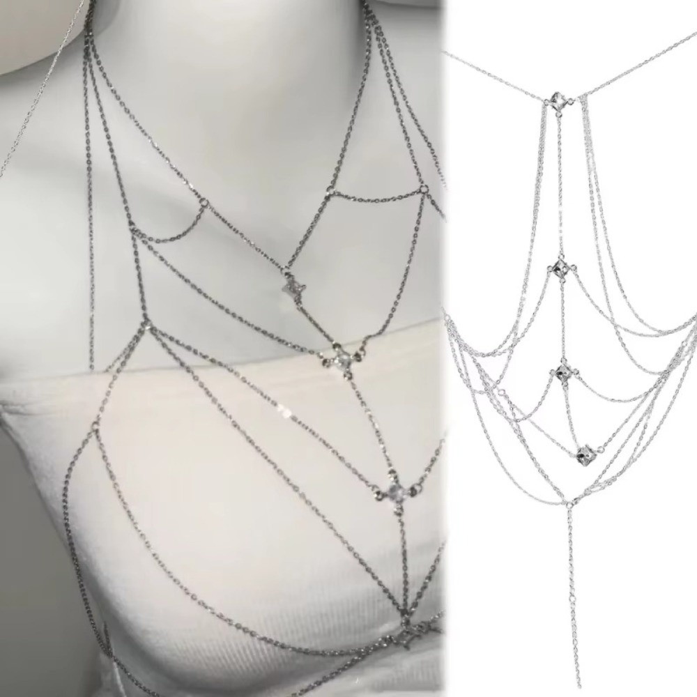 Glitter Rhinestone Bust Chain  - Body Jewelry Trend reseña y precio