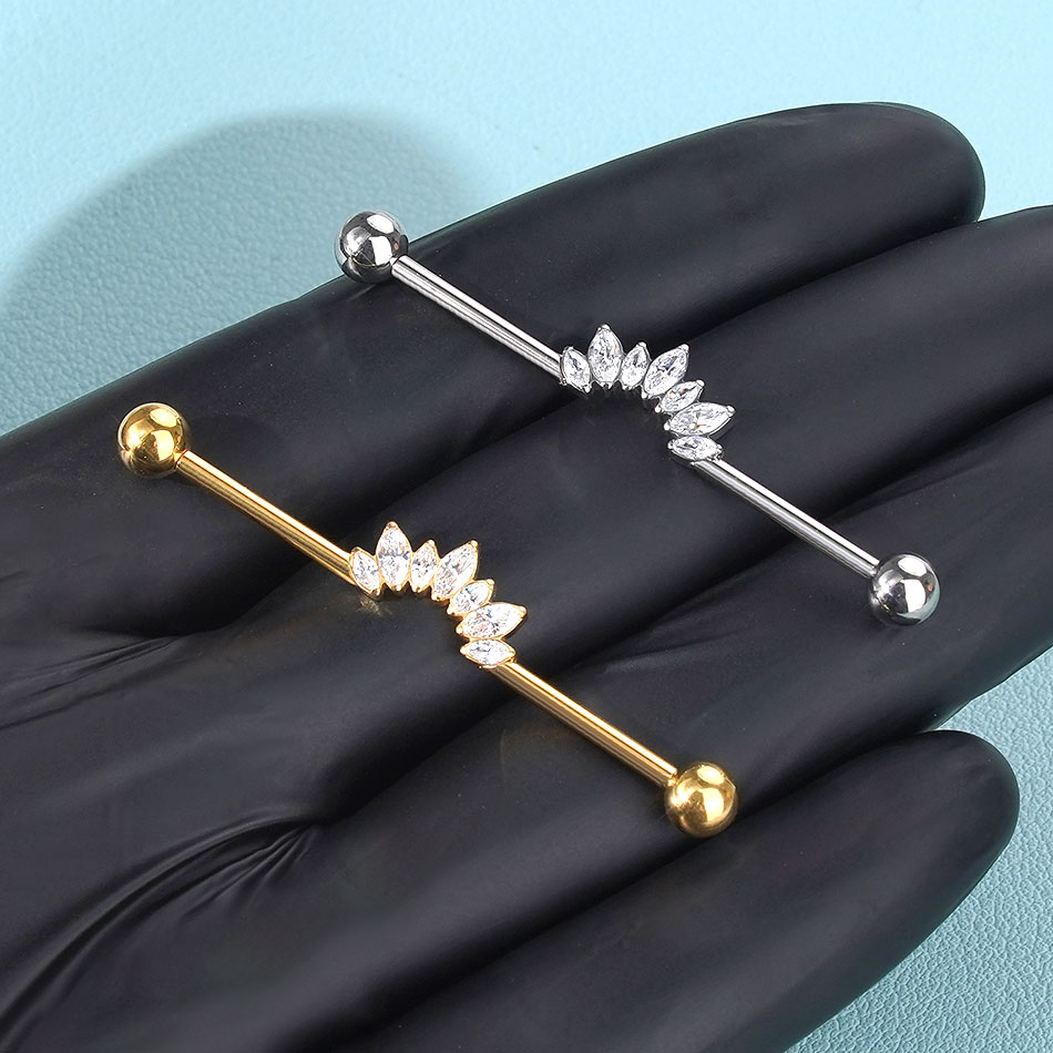 1/5PCS Titanium 14G CZ Industr - Industrial Barbell Long reseña y precio