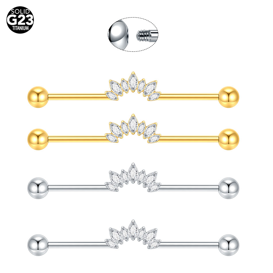 1/5PCS Titanium 14G CZ Industr - Industrial Barbell Long reseña y precio