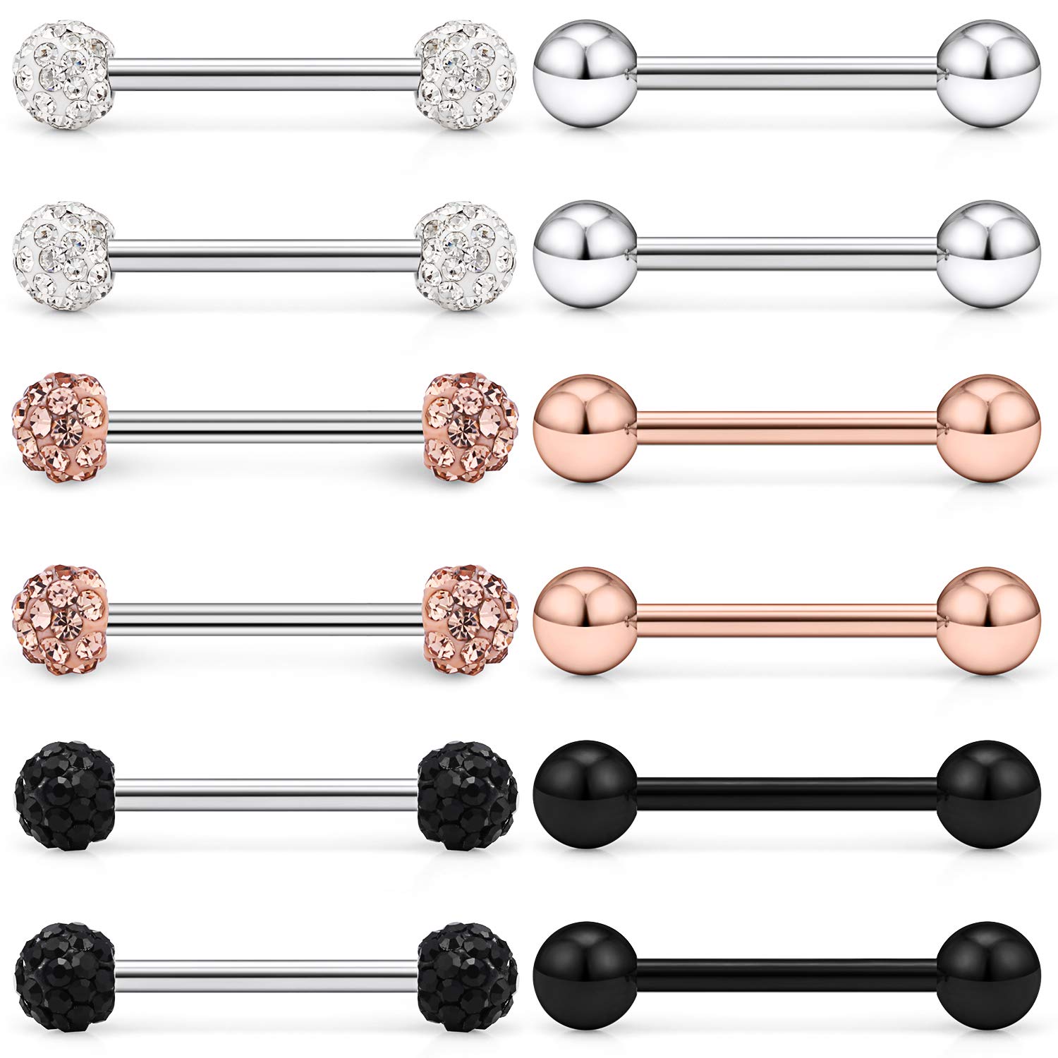 2Pcs 14G Surgical Steel Tongue - Body Jewelry Nipple Rings reseña y precio