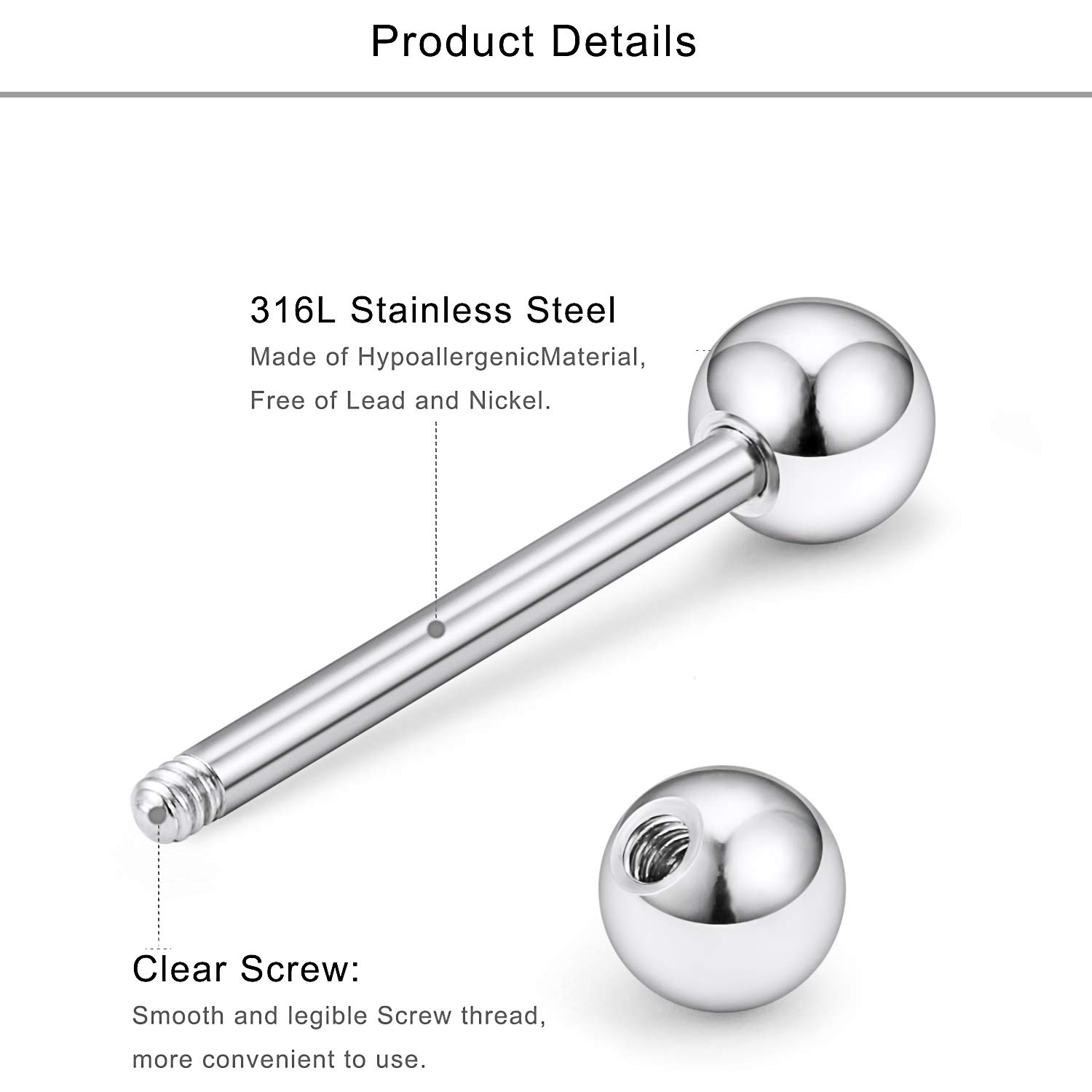 2Pcs 14G Surgical Steel Tongue - Body Jewelry Nipple Rings reseña y precio