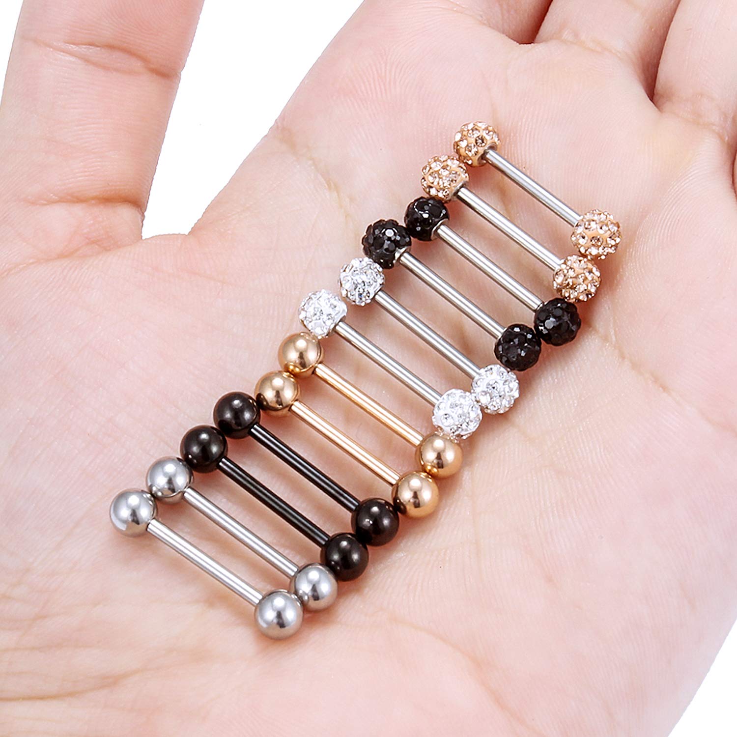 2Pcs 14G Surgical Steel Tongue - Body Jewelry Nipple Rings reseña y precio