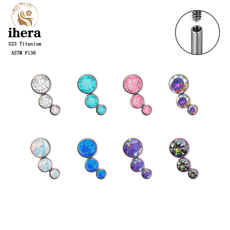 G23 Titanium Round Zircon Flat - Body Jewelry Internally Threaded reseña y precio