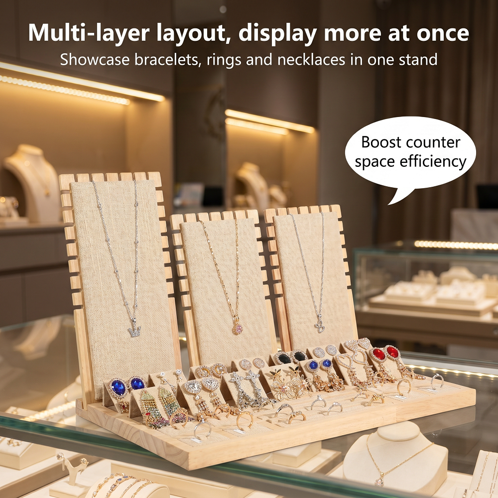 Wood Linen Jewelry Display Sta - Body Jewelry Holder reseña y precio