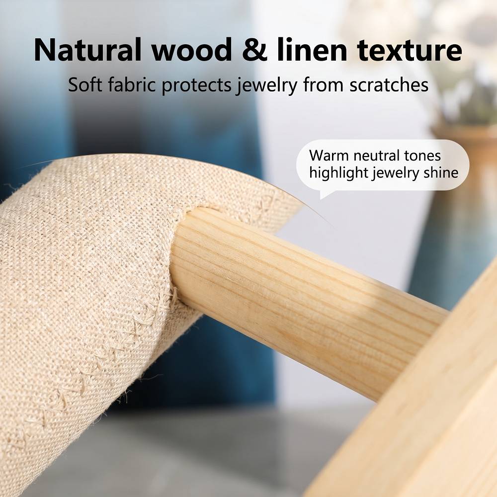 Wood Linen Jewelry Display Sta - Body Jewelry Holder reseña y precio
