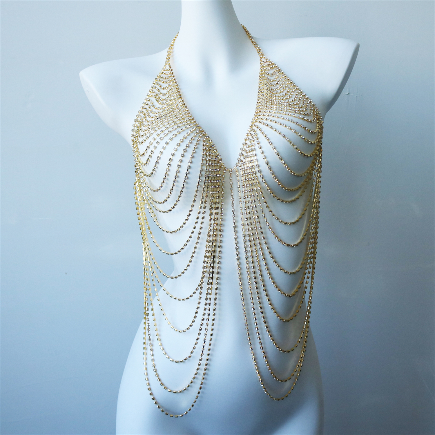 Women's Multi-Layer Chest Chai - Body Jewelry Rhinestone reseña y precio