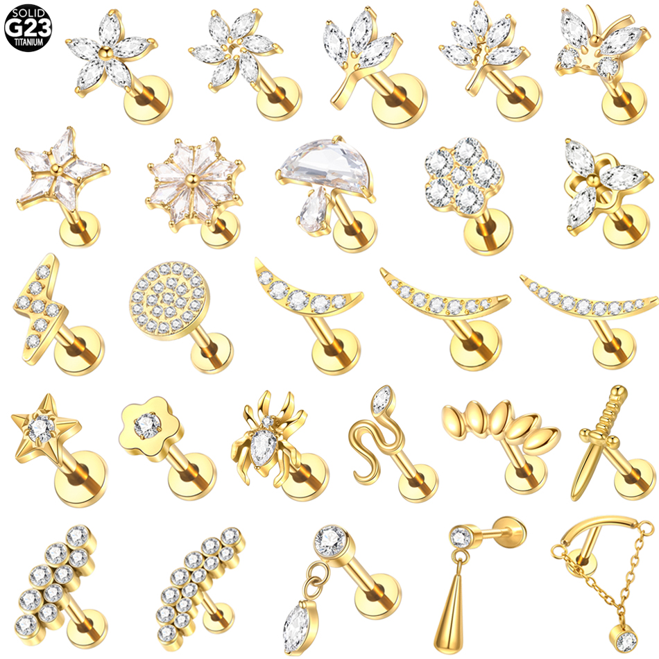 1Pc Titanium Zircon Ear Tragus - Body Jewelry Internally Threaded reseña y precio