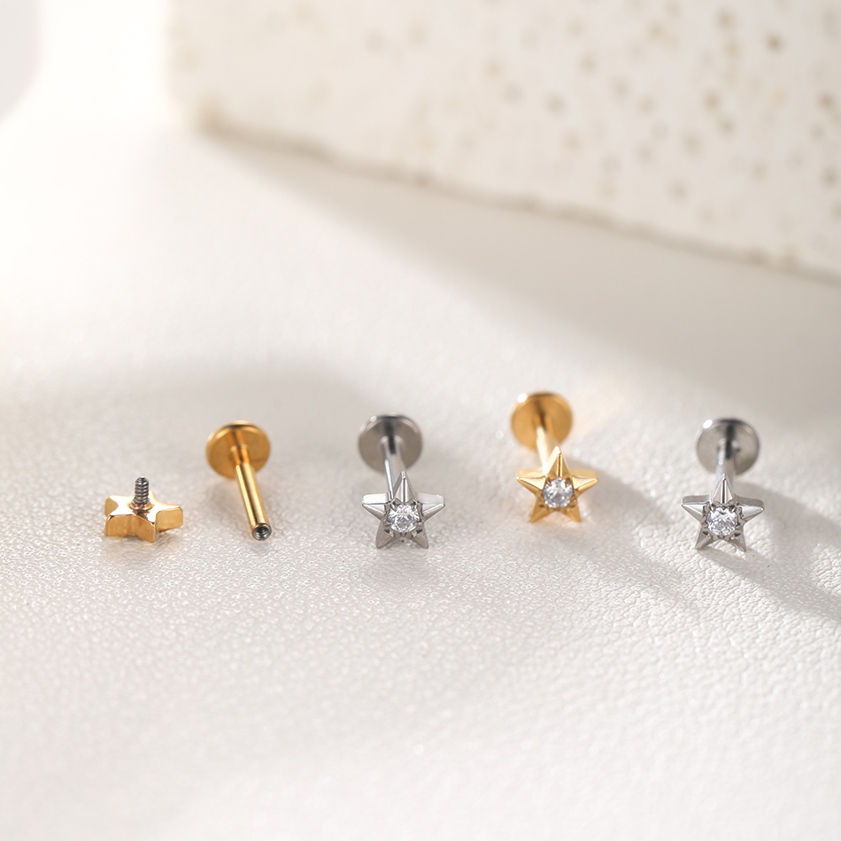 1Pc Titanium Zircon Ear Tragus - Body Jewelry Internally Threaded reseña y precio