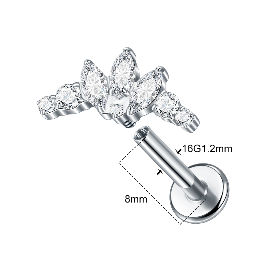 1PC Titanium Zirconia Dolphin  - Body Jewelry Internally Threaded reseña y precio