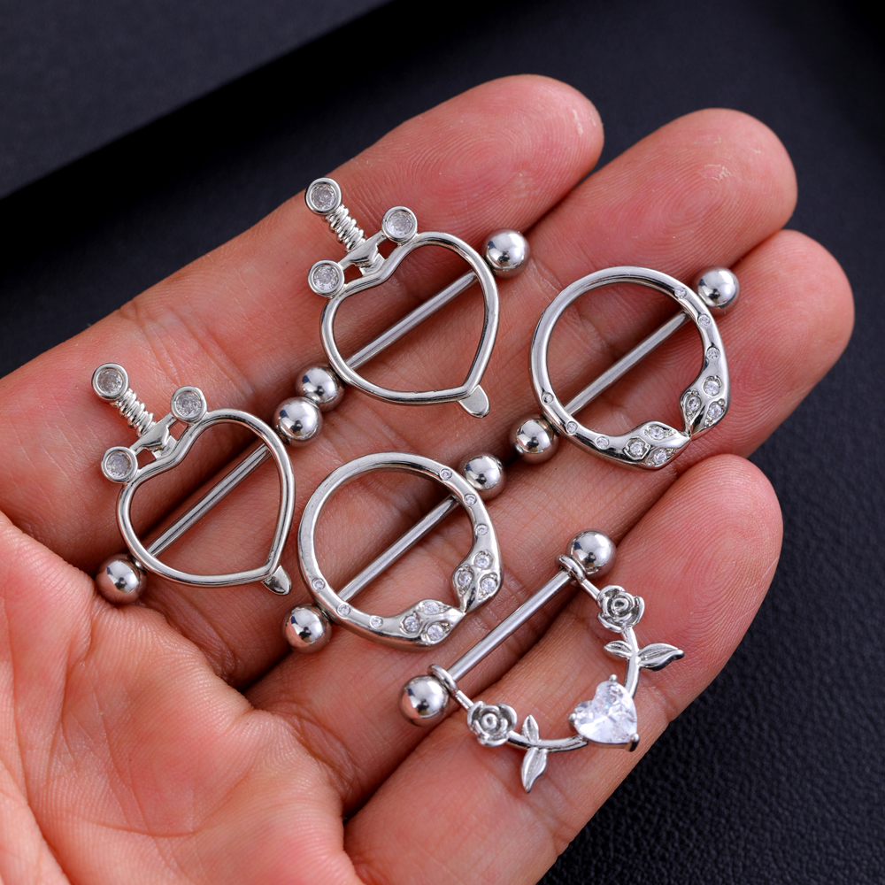 2pcs Mixed-style Lettering Flo - Body Jewelry Nipple Rings reseña y precio