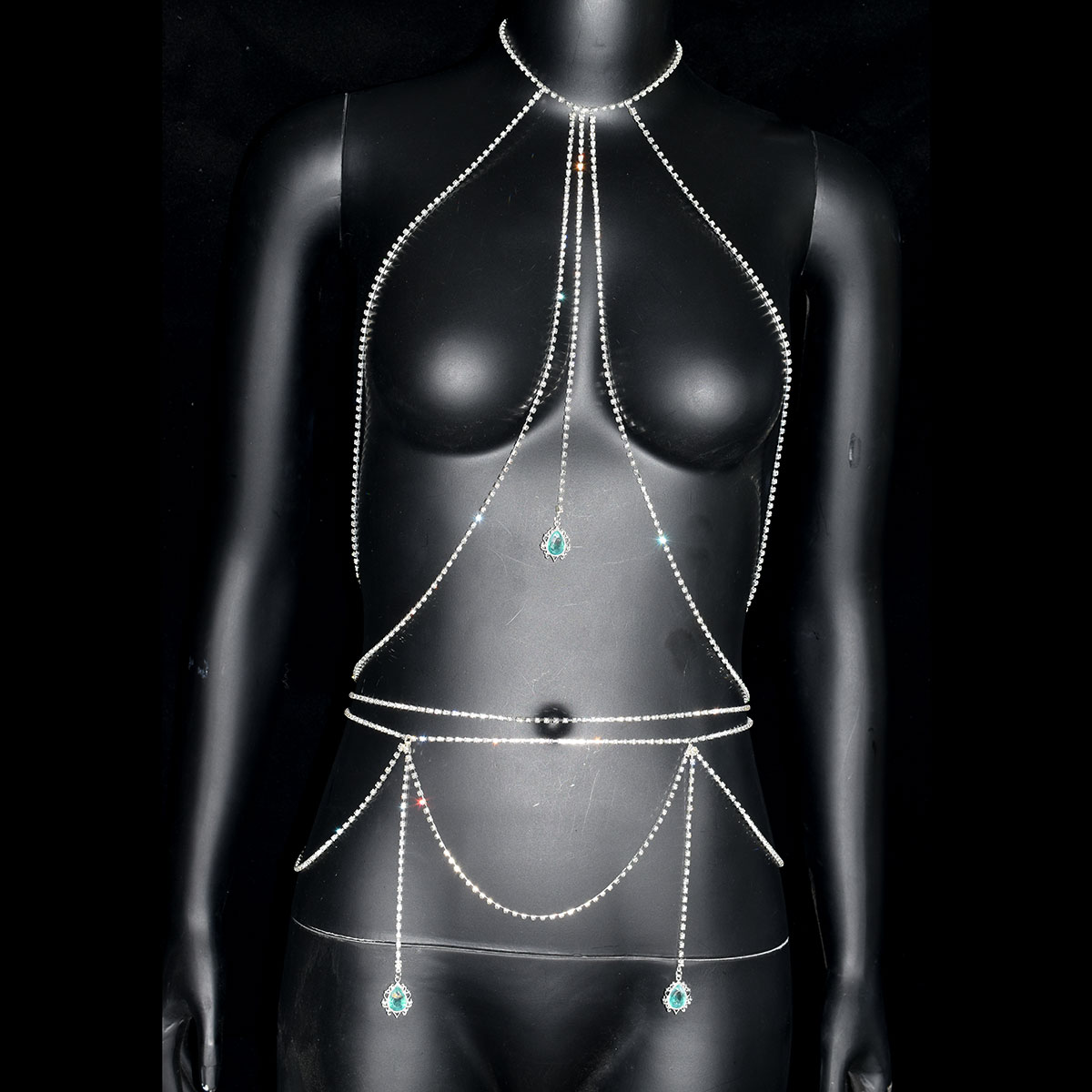 Sexy Rhinestone Bra Waist Chai - Body Jewelry Trend reseña y precio