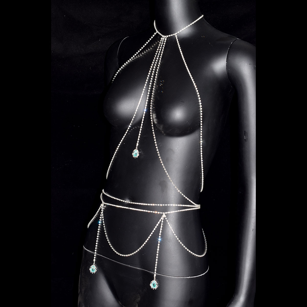 Sexy Rhinestone Bra Waist Chai - Body Jewelry Trend reseña y precio