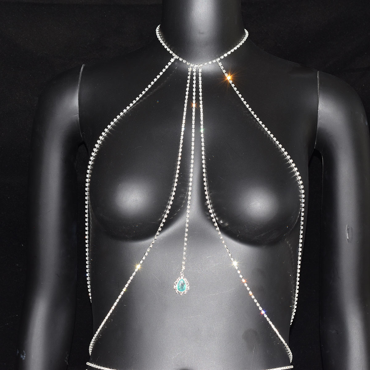 Sexy Rhinestone Bra Waist Chai - Body Jewelry Trend reseña y precio