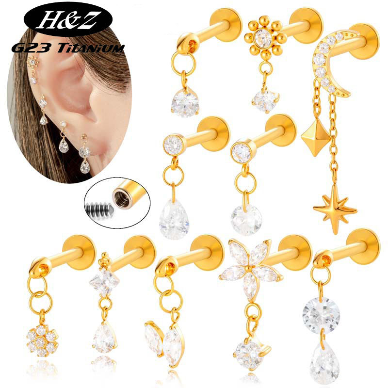 1PC G23 Titanium Stud Earrings - Body Jewelry Internally Threaded reseña y precio