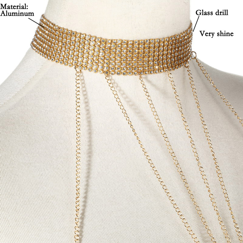 Gold Color Body Chain Women  R - Body Jewelry Rhinestone reseña y precio