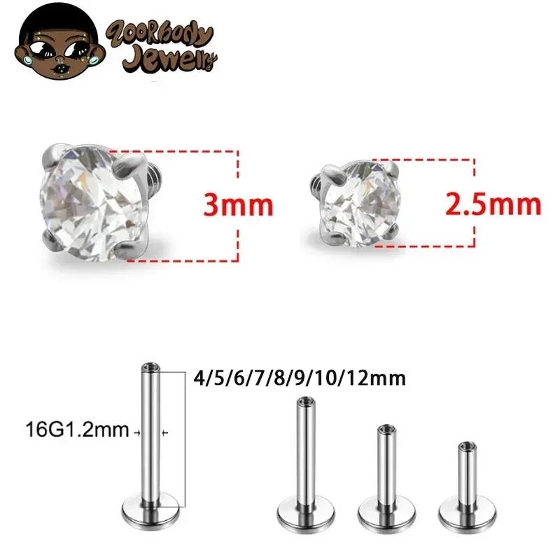 1Pcs G23 Titanium Piercing CZ  - Body Jewelry Internally Threaded reseña y precio
