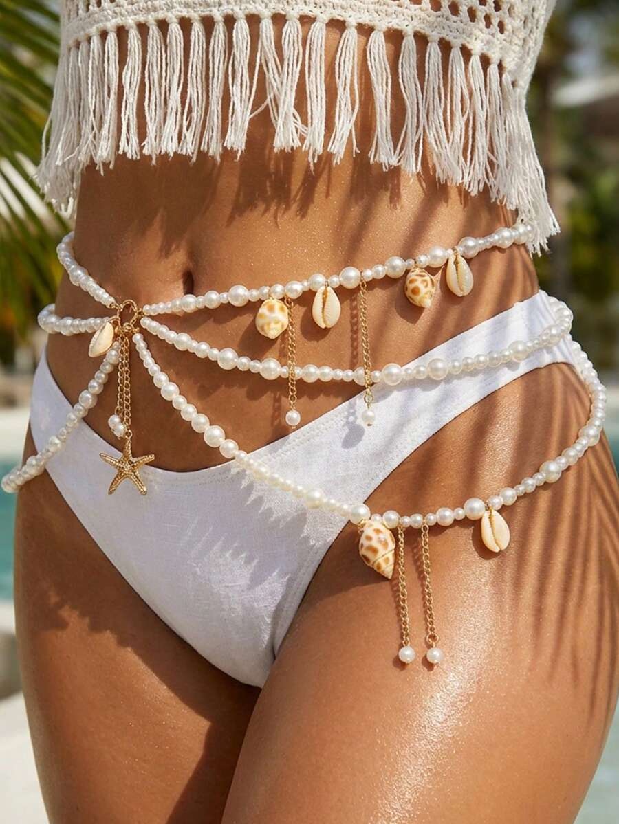 Three-layer beaded waist chain - Body Jewelry Usa reseña y precio