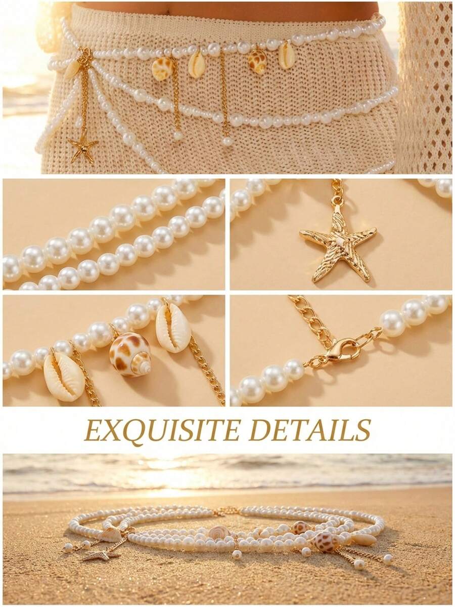Three-layer beaded waist chain - Body Jewelry Usa reseña y precio