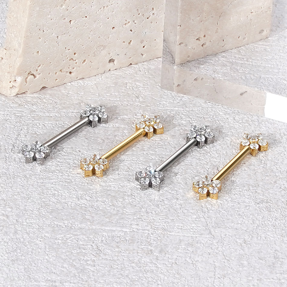 1Pc Titanium Flower Nipple Pie - Body Jewelry Nipple Rings reseña y precio