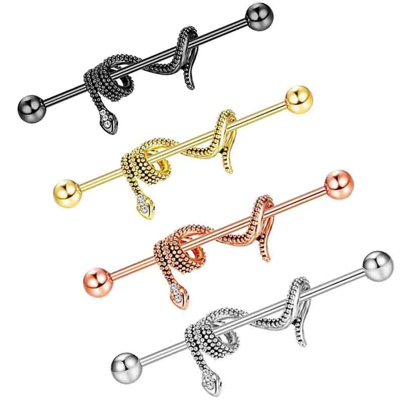 Crystal Snake Industrial Earri - Industrial Barbell Long reseña y precio