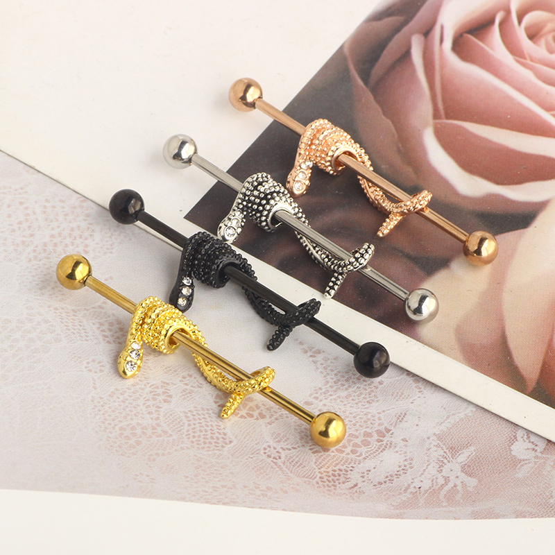 Crystal Snake Industrial Earri - Industrial Barbell Long reseña y precio