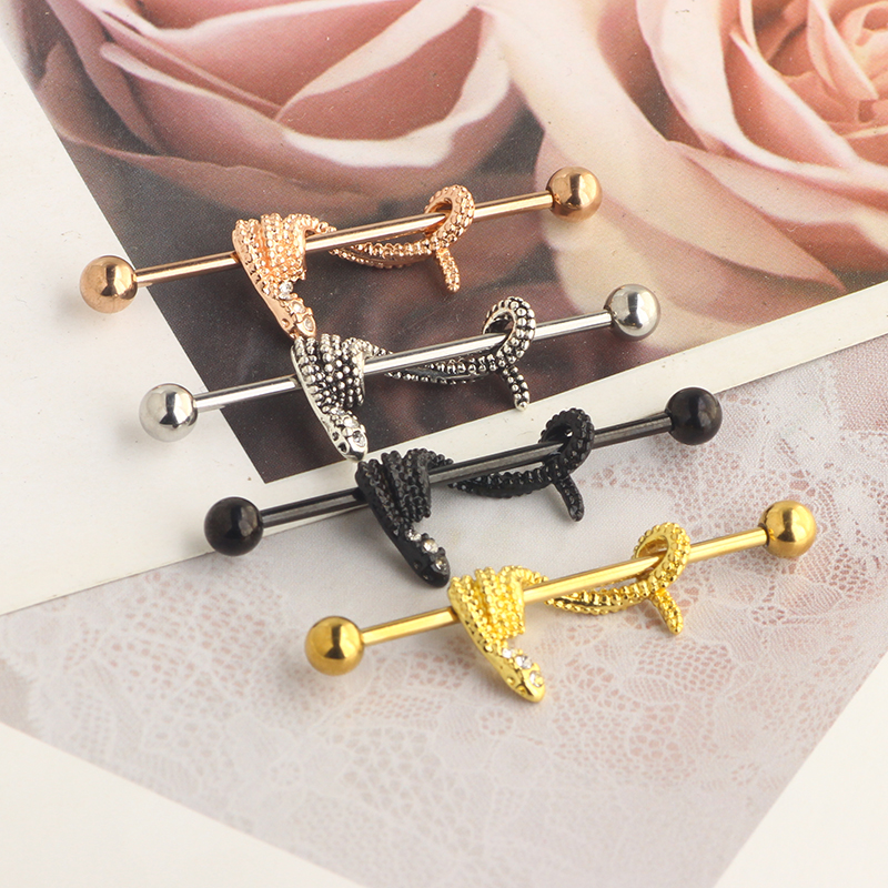 Crystal Snake Industrial Earri - Industrial Barbell Long reseña y precio