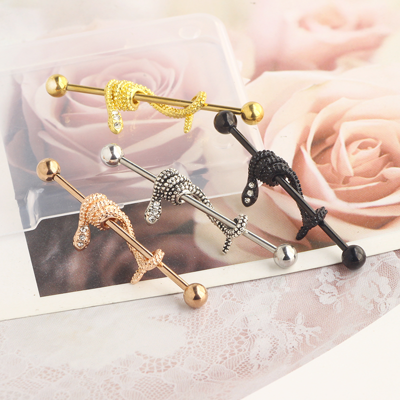 Crystal Snake Industrial Earri - Industrial Barbell Long reseña y precio
