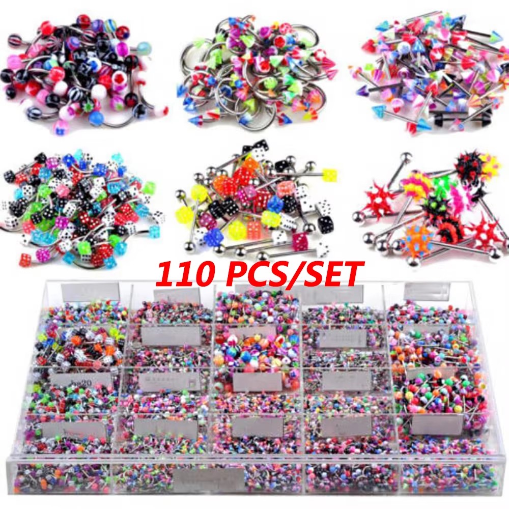 110pcs Mixed Lip Eyebrow Belly - Body Jewelry Nipple Rings reseña y precio