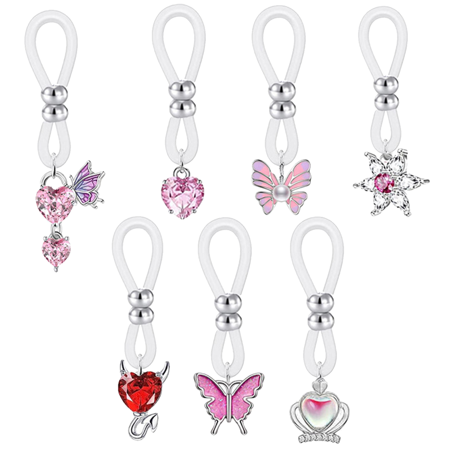 Alloy Silicone Butterfly Heart - Body Jewelry Nipple Rings reseña y precio