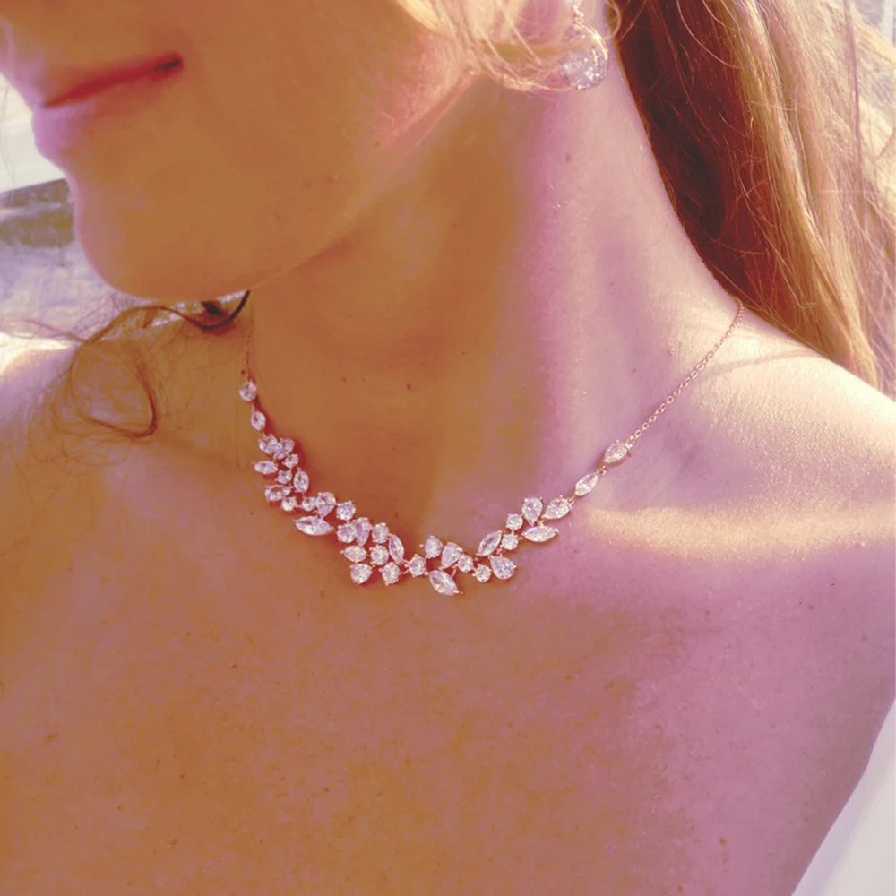 Crystal Leaf Backdrop Necklace - Body Jewelry Rhinestone reseña y precio