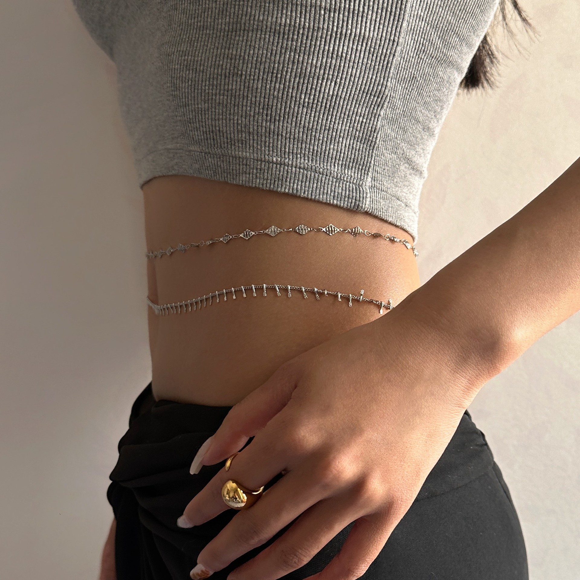 Punk Round Stainless Steel Wai - Body Jewelry Rhinestone reseña y precio