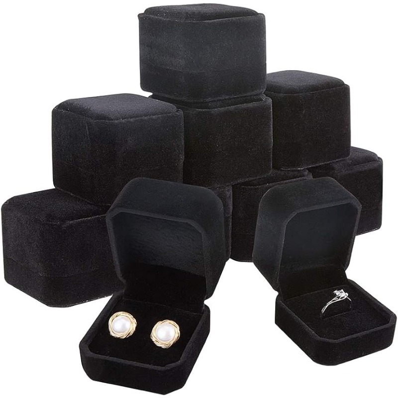 10 Pack Velvet Ring Box Earrin - Body Jewelry Display reseña y precio