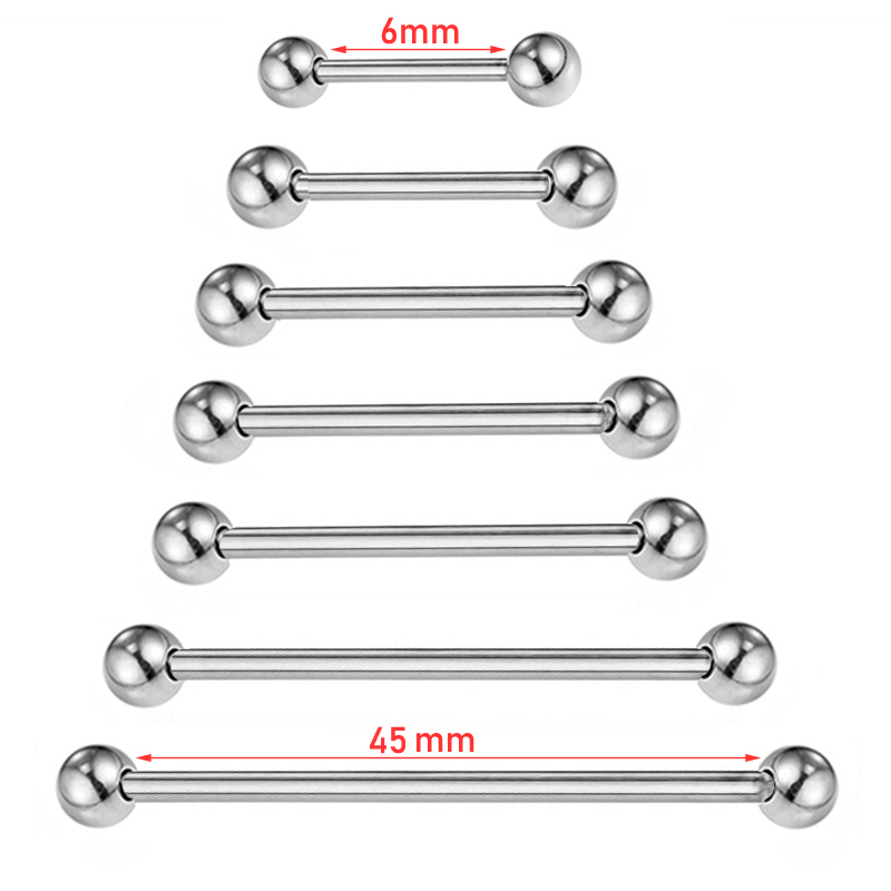2 Pieces 14G/16G Surgical Stee - Industrial Barbell Long reseña y precio