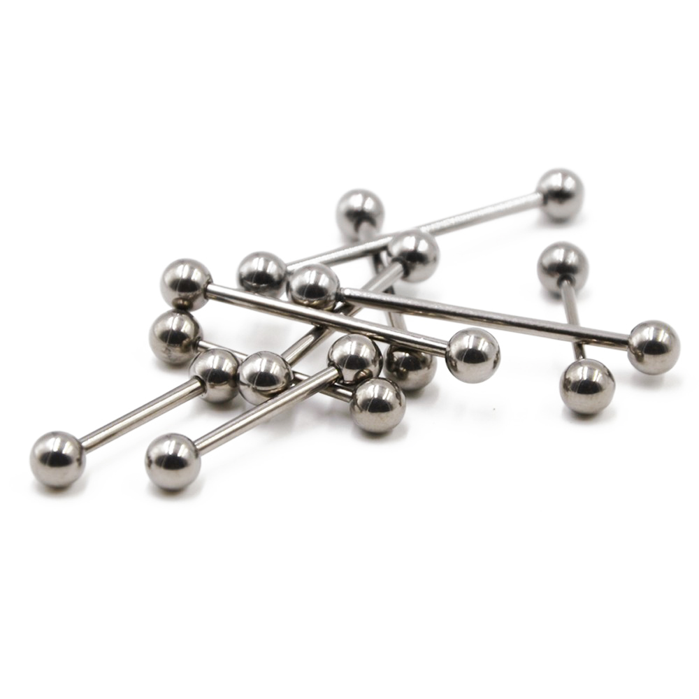 2 Pieces 14G/16G Surgical Stee - Industrial Barbell Long reseña y precio