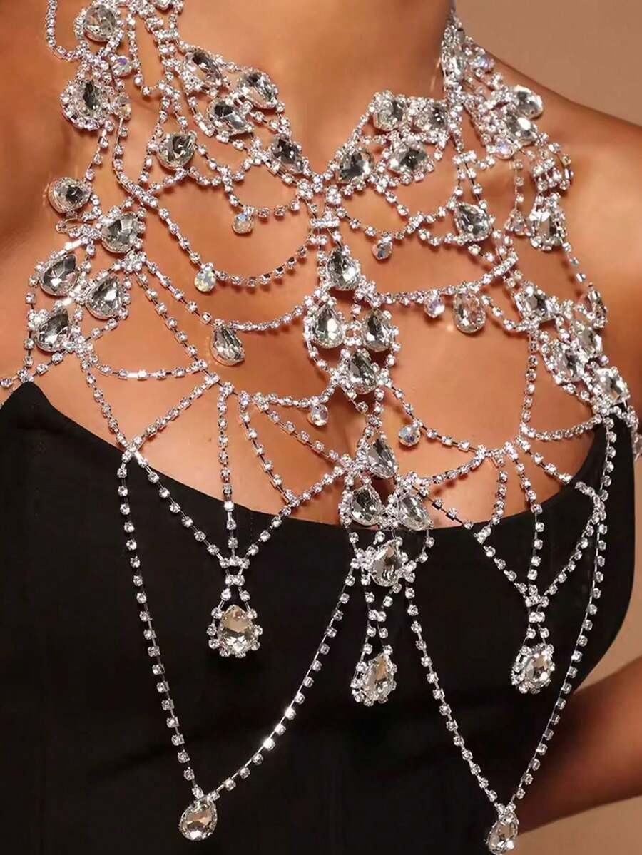 Rhinestone Body Chain Bra Neck - Body Jewelry Usa reseña y precio