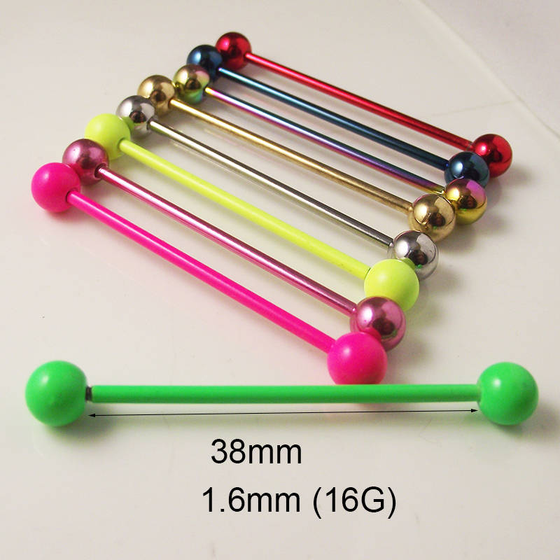 2 Pieces 14G 1.6mm Tongue Ring - Industrial Barbell Long reseña y precio