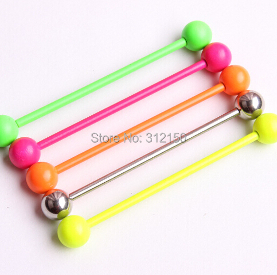 2 Pieces 14G 1.6mm Tongue Ring - Industrial Barbell Long reseña y precio