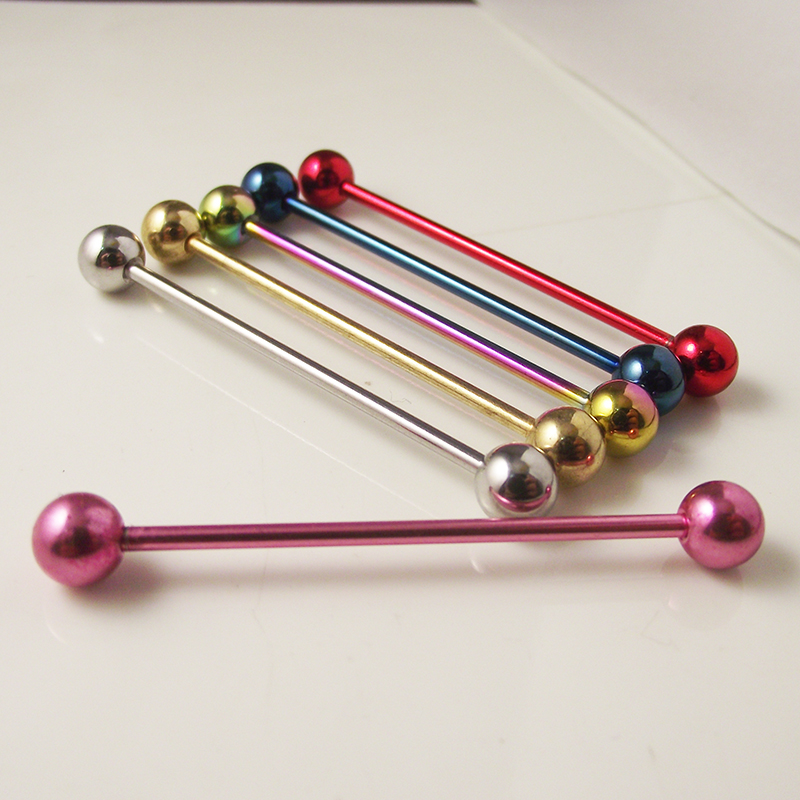 2 Pieces 14G 1.6mm Tongue Ring - Industrial Barbell Long reseña y precio