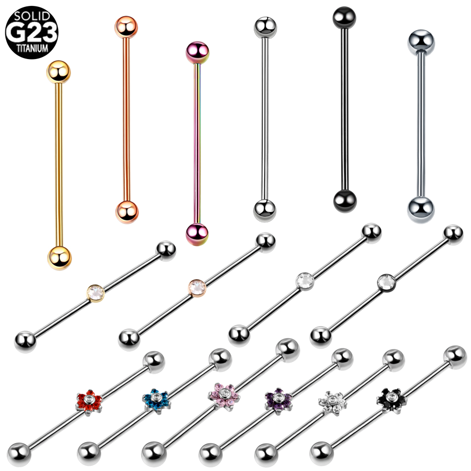 1PC Titanium Piercing Gem Indu - Industrial Barbell Long reseña y precio