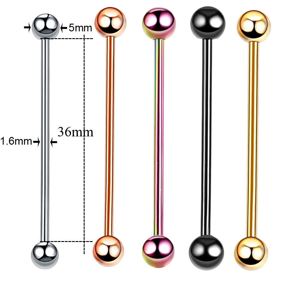 1PC Titanium Piercing Gem Indu - Industrial Barbell Long reseña y precio