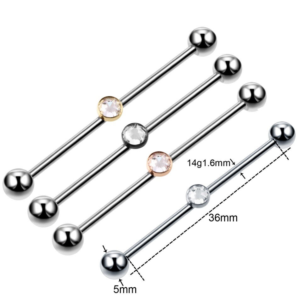 1PC Titanium Piercing Gem Indu - Industrial Barbell Long reseña y precio