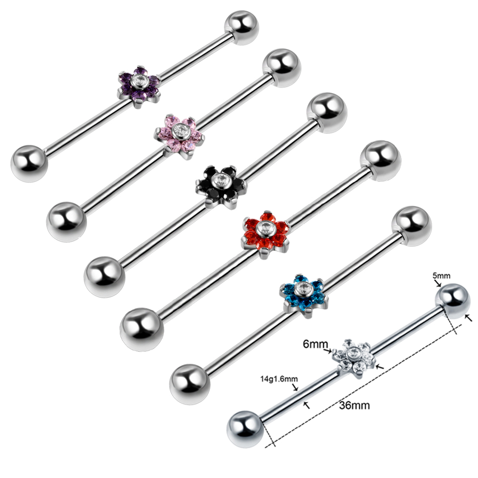1PC Titanium Piercing Gem Indu - Industrial Barbell Long reseña y precio