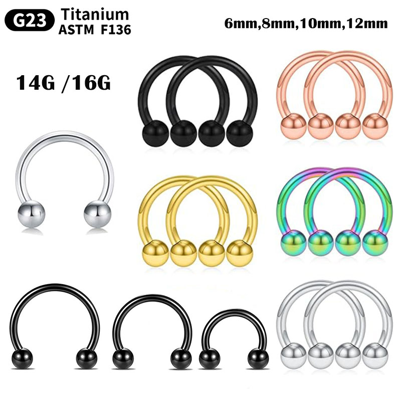 1/5Pcs Titanium Horseshoe Sept - Body Jewelry Nipple Rings reseña y precio