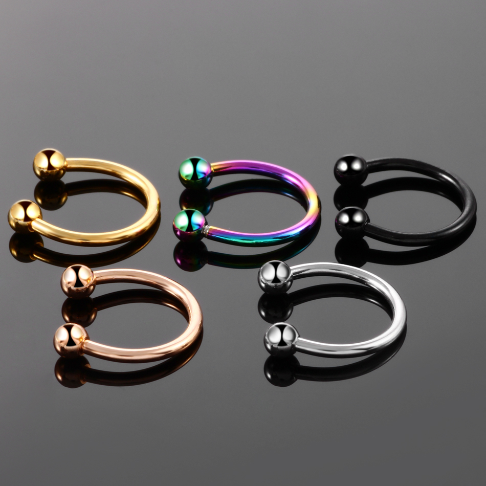 1/5Pcs Titanium Horseshoe Sept - Body Jewelry Nipple Rings reseña y precio