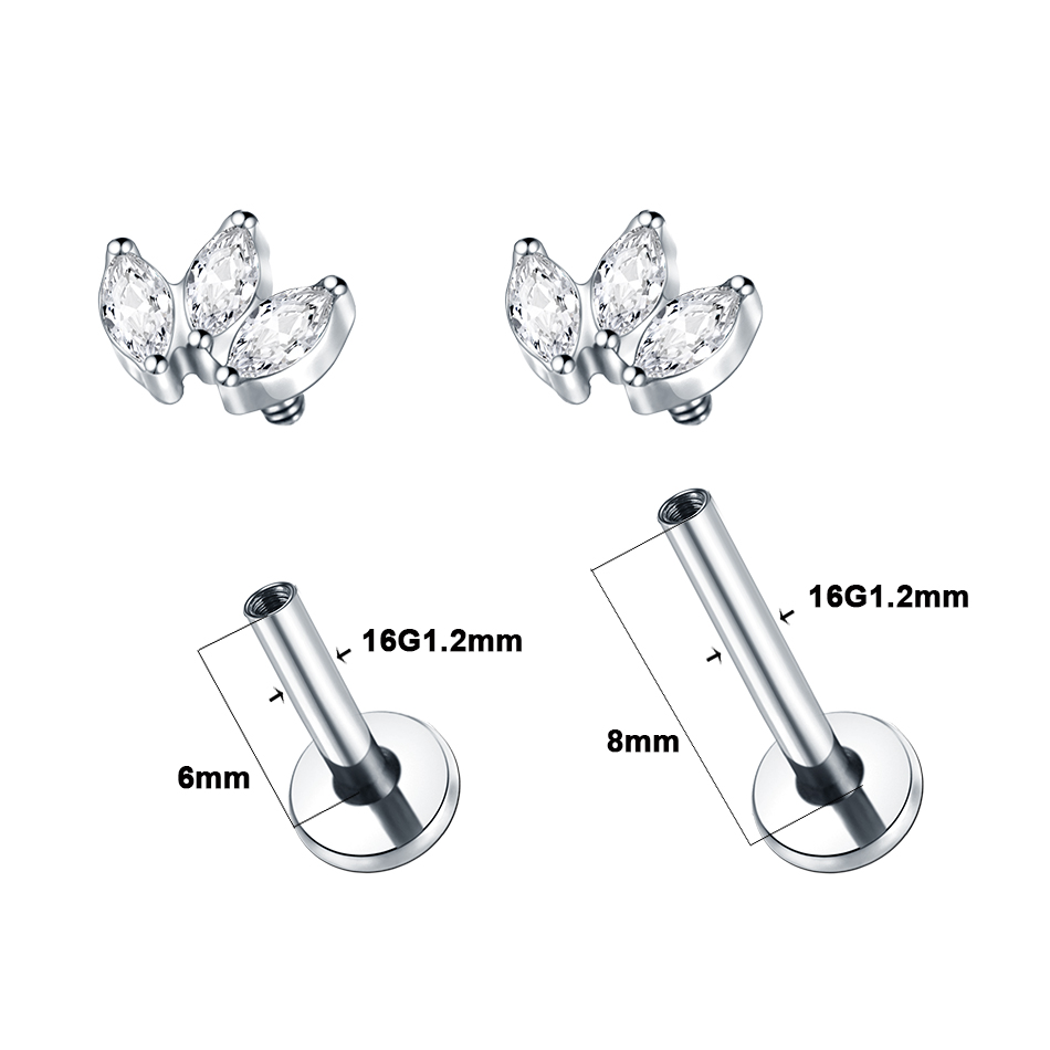 1pc Labret Piercing Titanium L - Body Jewelry Internally Threaded reseña y precio