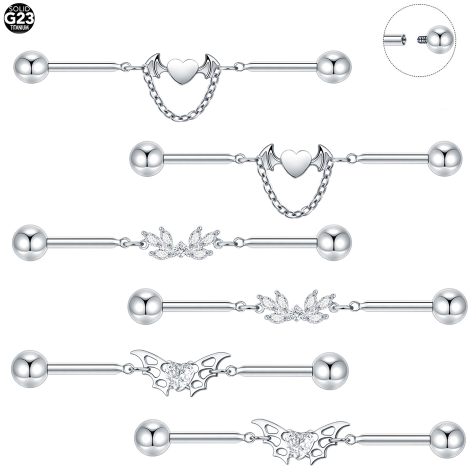 1Pc Titanium CZ Industrial Hel - Industrial Barbell Long reseña y precio