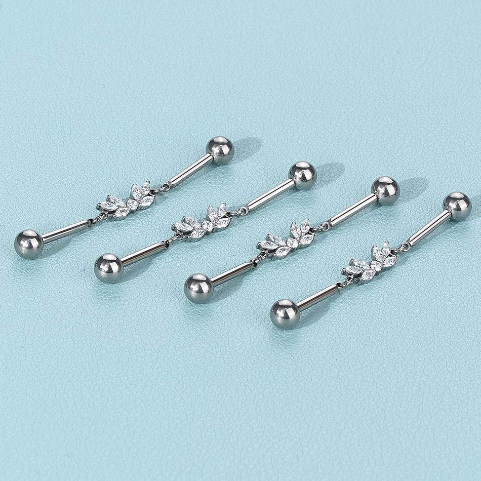 1Pc Titanium CZ Industrial Hel - Industrial Barbell Long reseña y precio