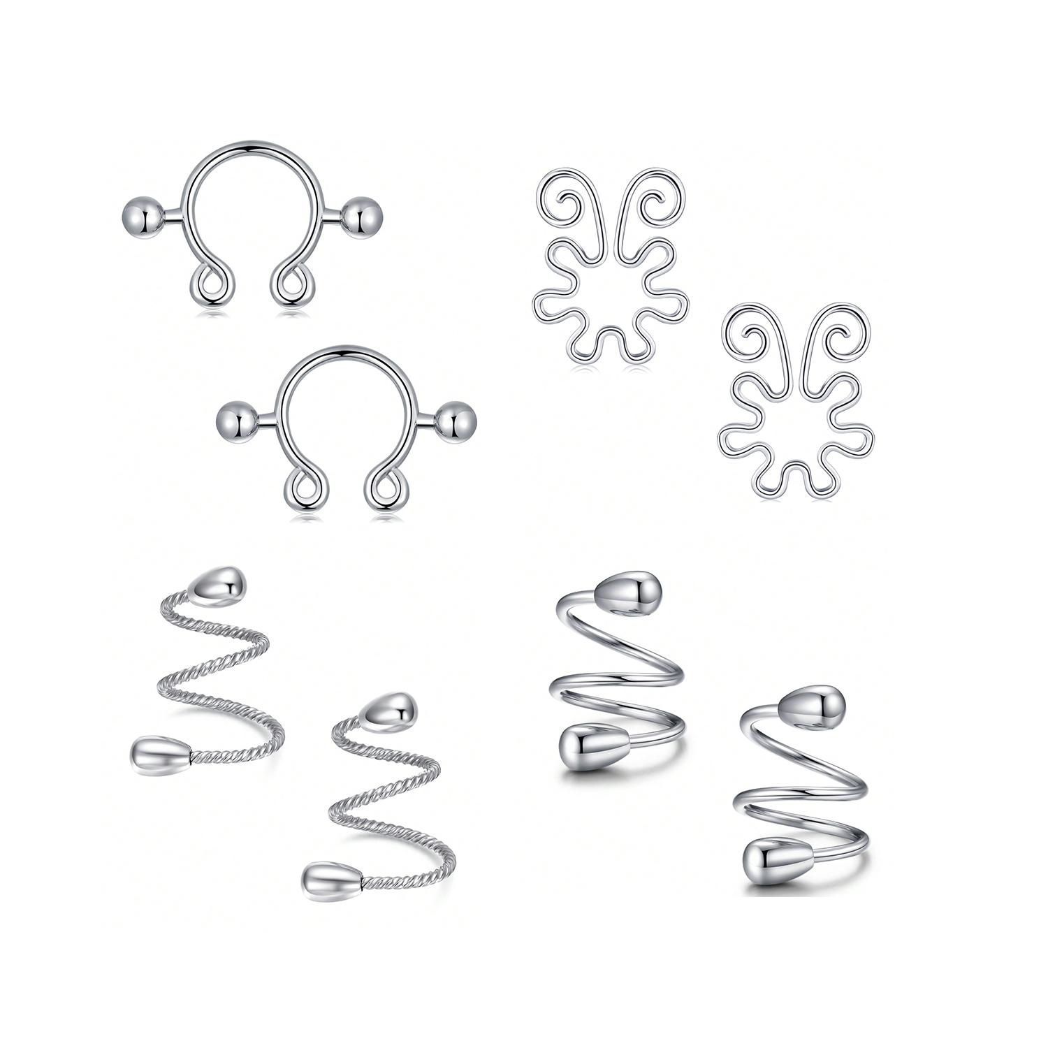 8Pcs Stainless Fake Nipple Rin - Body Jewelry Nipple Rings reseña y precio