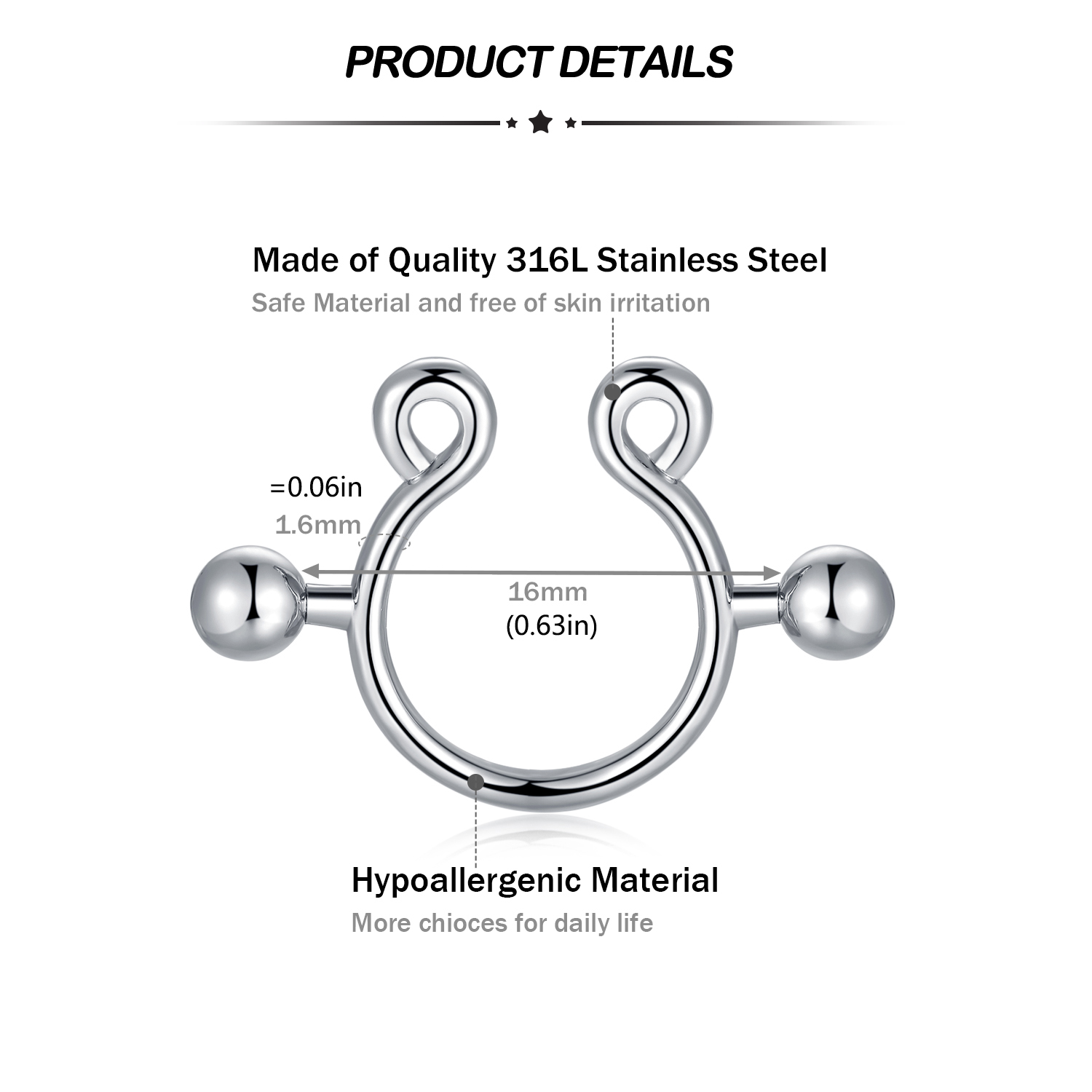 8Pcs Stainless Fake Nipple Rin - Body Jewelry Nipple Rings reseña y precio